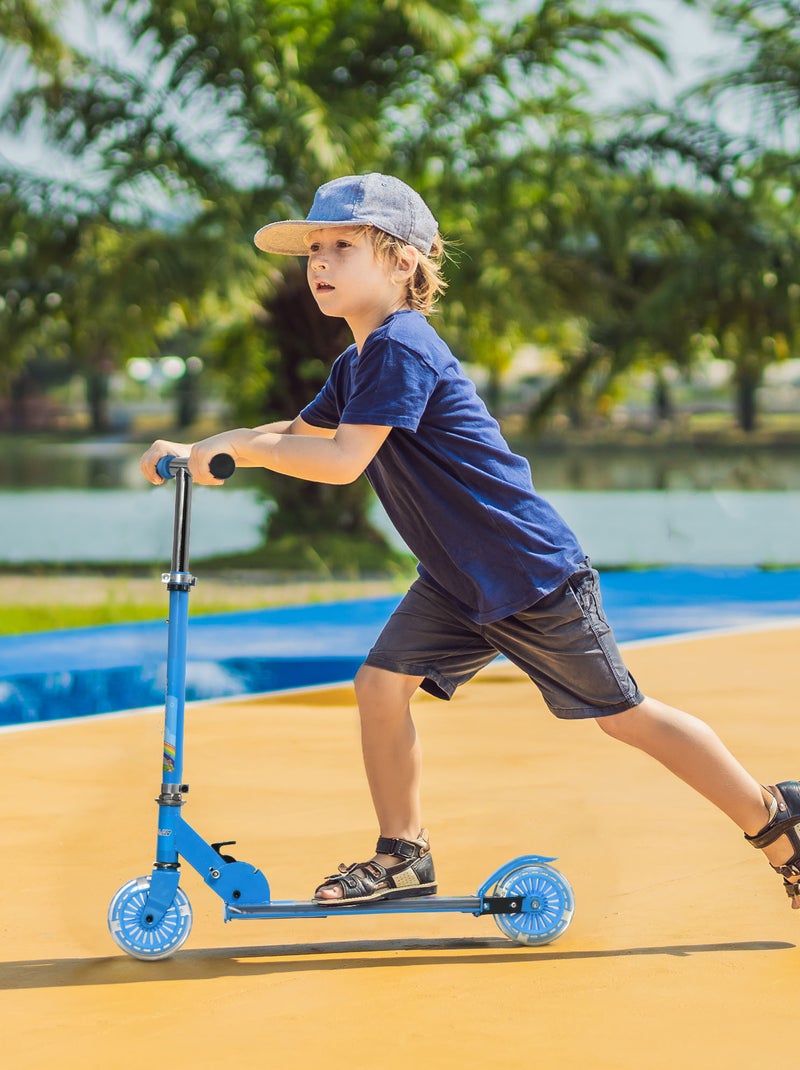 Trottinette pliable roues repose-pied LED Bleu Bleu - Kiabi