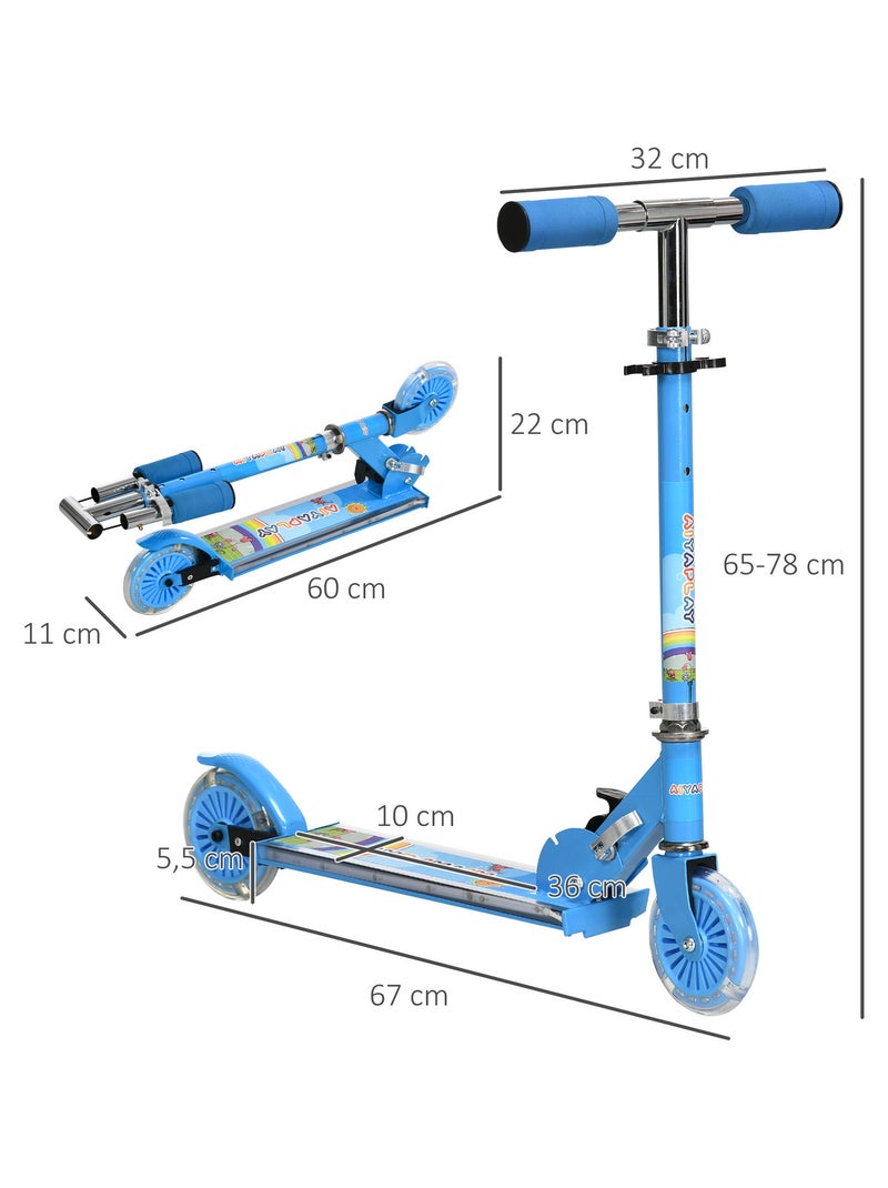Trottinette pliable roues repose-pied LED Bleu Bleu - Kiabi