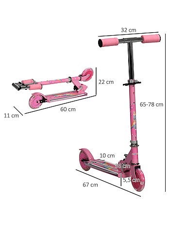 Trottinette pliable roues repose-pied LED