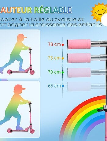 Trottinette pliable roues repose-pied LED