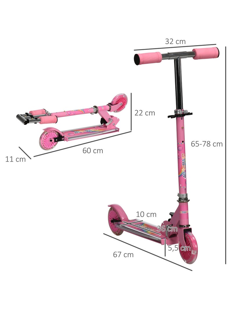 Trottinette pliable roues repose-pied LED Rose - Kiabi