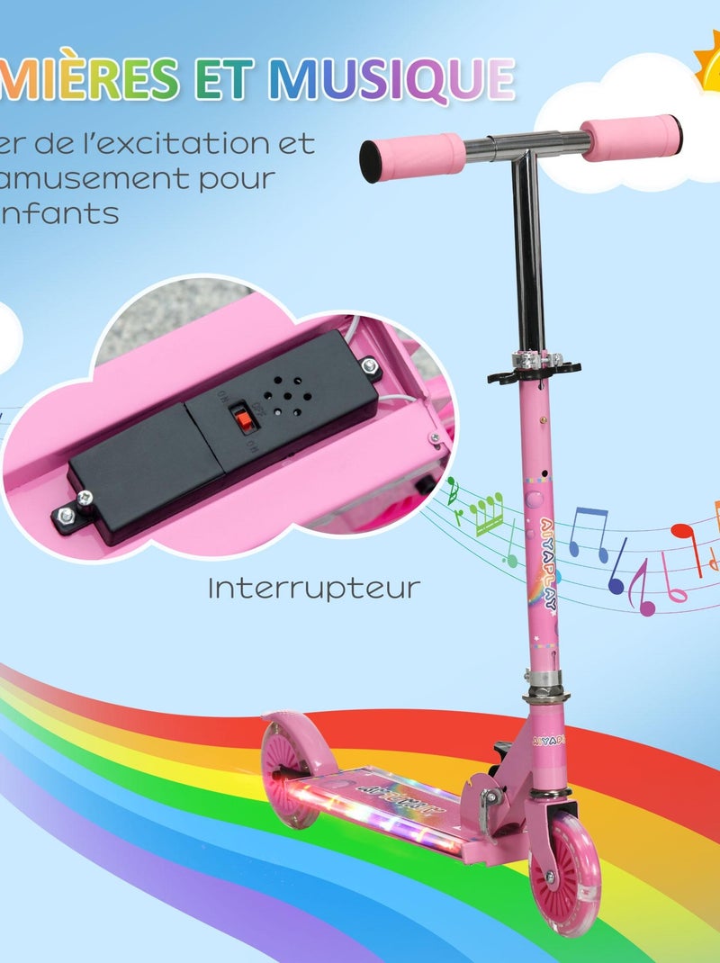 Trottinette pliable roues repose-pied LED Rose - Kiabi