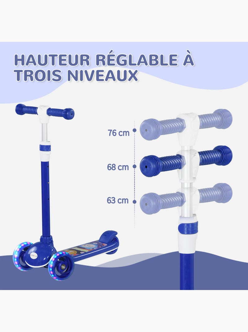 Trottinette pour enfants 3 roues lumineuses led Bleu Bleu - Kiabi