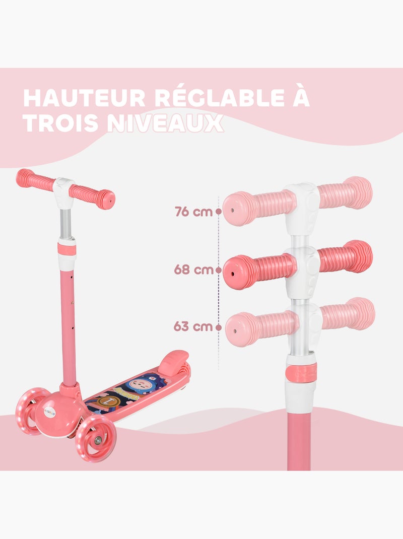 Trottinette pour enfants 3 roues lumineuses led Rose - Kiabi