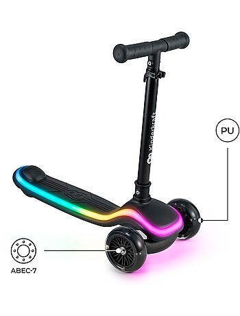 Trottinette tricycle Kinderkraft RAKET LED roues RVB guidon réglable pliable dès 2 ans 50 kg