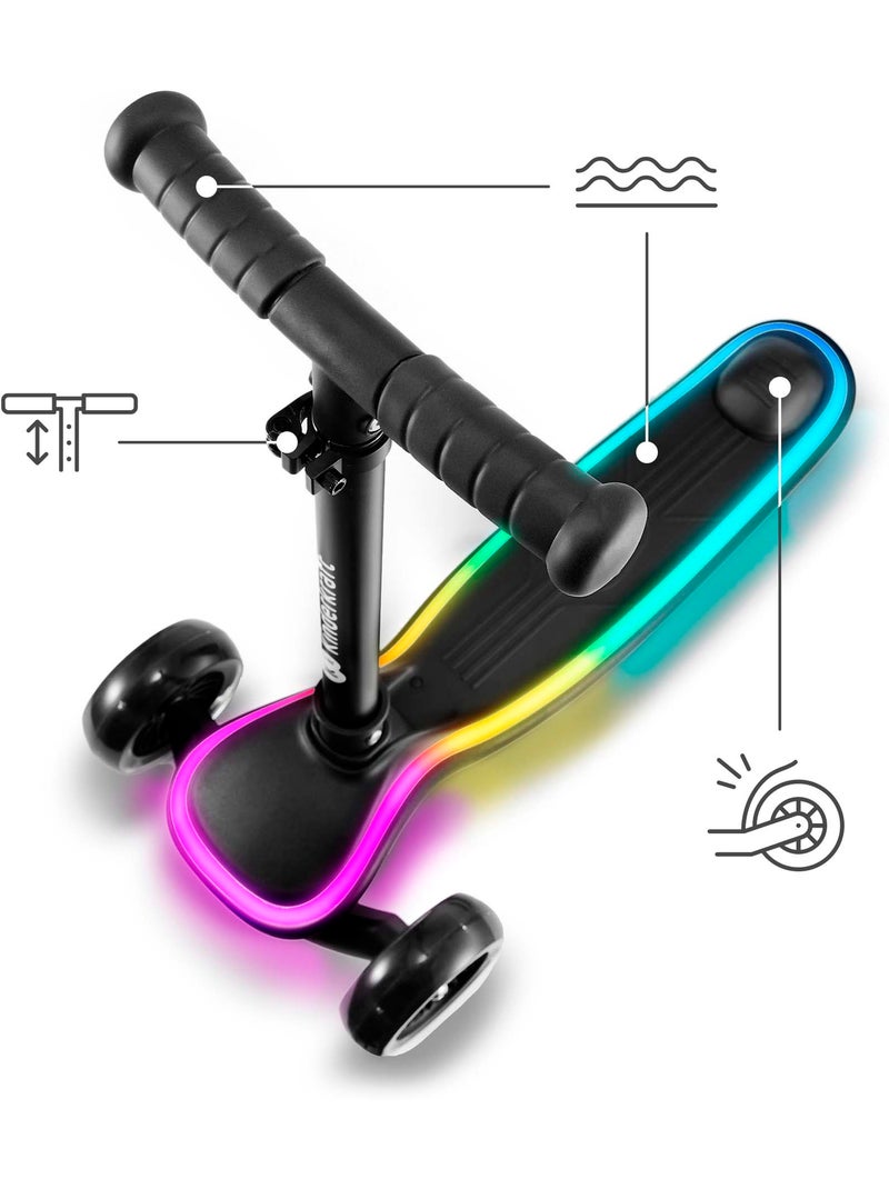 Trottinette tricycle Kinderkraft RAKET LED roues RVB guidon réglable pliable dès 2 ans 50 kg Noir - Kiabi
