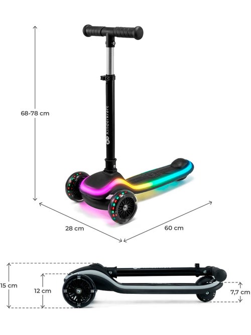 Trottinette tricycle Kinderkraft RAKET LED roues RVB guidon réglable pliable dès 2 ans 50 kg - Kiabi Trottinette tricycle Kinderkraft RAKET LED roues RVB guidon réglable pliable dès 2 ans 50 kg - Kiabi