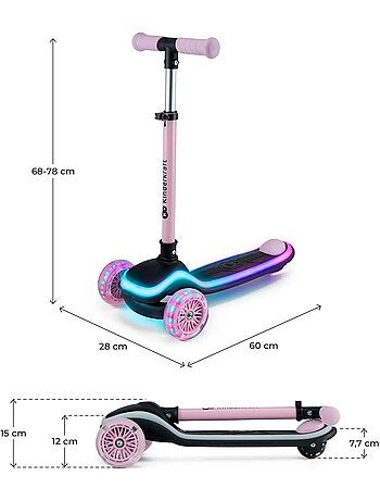 Trottinette tricycle Kinderkraft RAKET LED roues RVB guidon réglable pliable dès 2 ans 50 kg