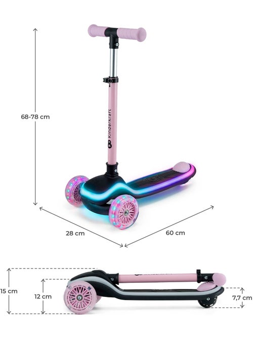 Trottinette tricycle Kinderkraft RAKET LED roues RVB guidon réglable pliable dès 2 ans 50 kg - Kiabi Trottinette tricycle Kinderkraft RAKET LED roues RVB guidon réglable pliable dès 2 ans 50 kg - Kiabi