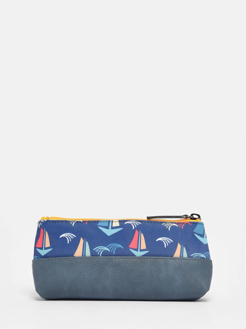 Trousse 1 Compartiment Retro Cameleon Polyester Recycle Bleu Jaune Bleu - Kiabi
