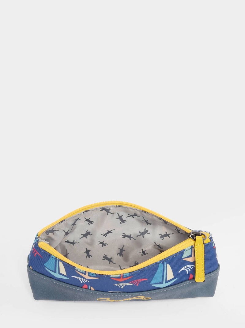 Trousse 1 Compartiment Retro Cameleon Polyester Recycle Bleu Jaune Bleu - Kiabi