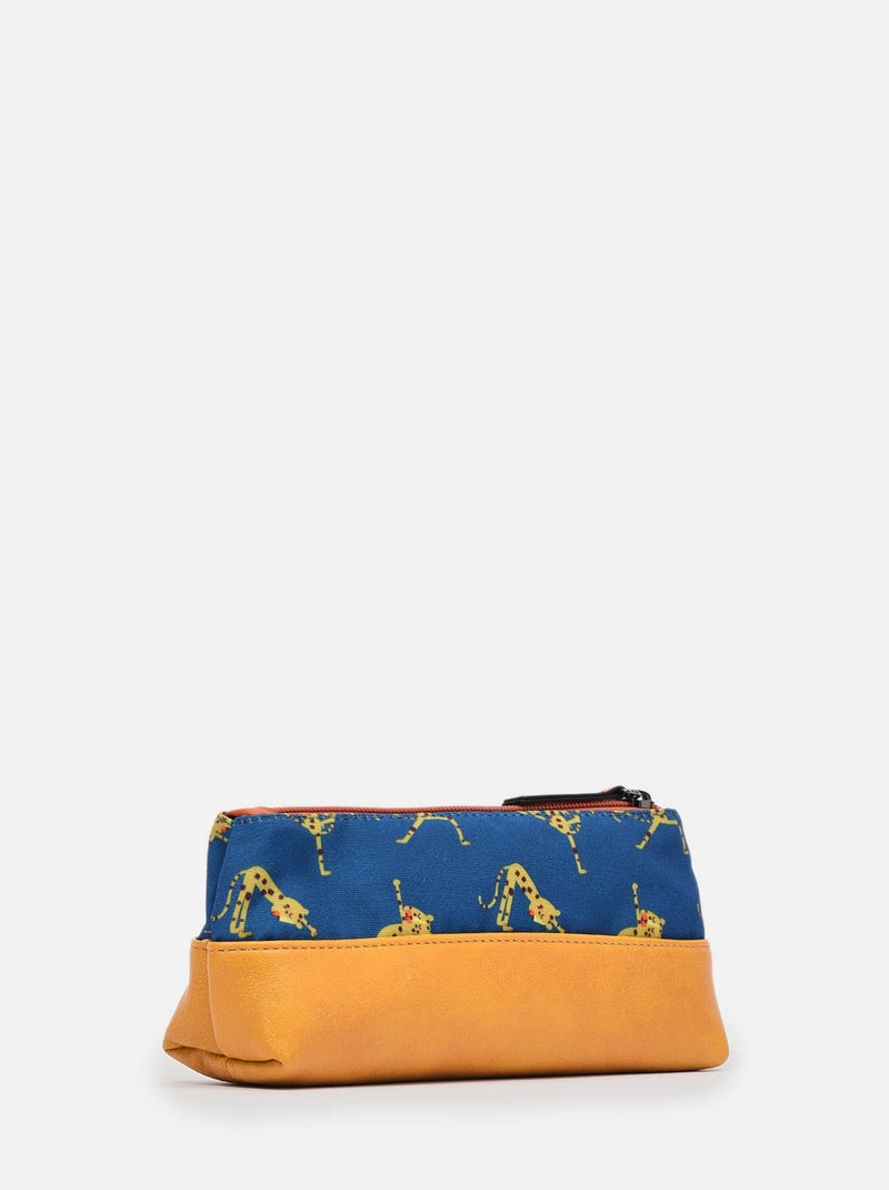Trousse 1 Compartiment Retro Cameleon Polyester Recycle Bleu Jaune - Kiabi