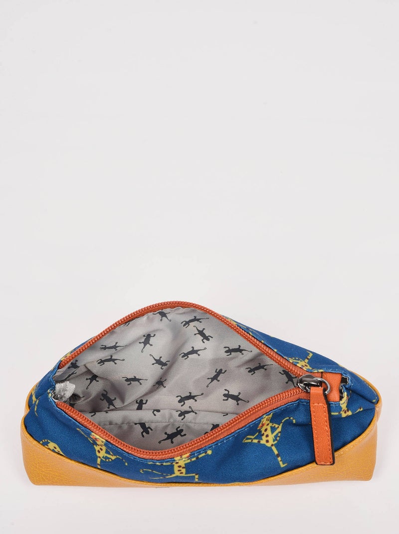Trousse 1 Compartiment Retro Cameleon Polyester Recycle Bleu Jaune - Kiabi