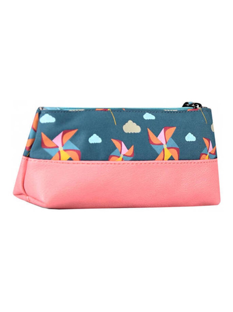 Trousse 1 Compartiment Retro Cameleon Polyester Recycle Bleu Rose Bleu - Kiabi