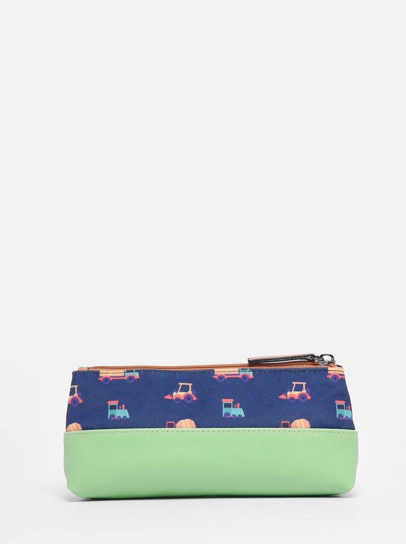 Trousse 1 Compartiment Retro Cameleon Polyester Recycle Bleu Vert clair Blanc - Kiabi