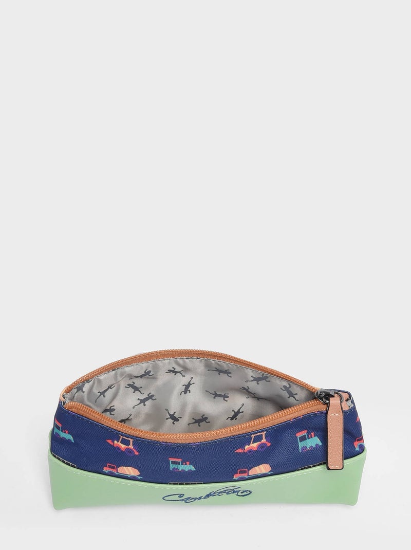 Trousse 1 Compartiment Retro Cameleon Polyester Recycle Bleu Vert clair Blanc - Kiabi