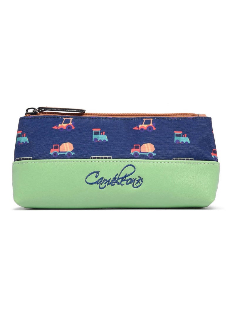 Trousse 1 Compartiment Retro Cameleon Polyester Recycle Bleu Vert clair Blanc - Kiabi