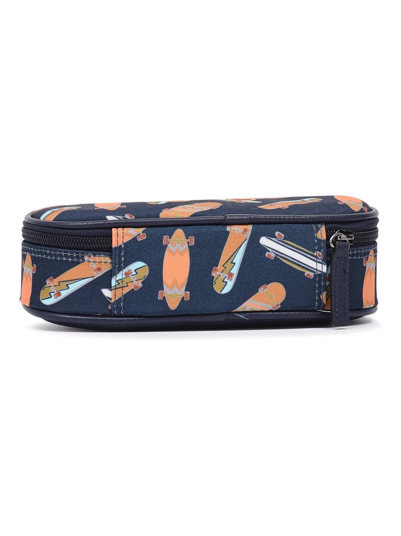 Trousse 1 Compartiment Vintage Urban Cameleon Polyester Recycle Bleu Orange Bleu - Kiabi