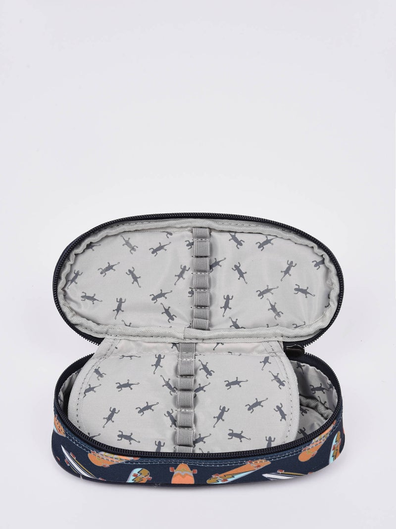 Trousse 1 Compartiment Vintage Urban Cameleon Polyester Recycle Bleu Orange Bleu - Kiabi