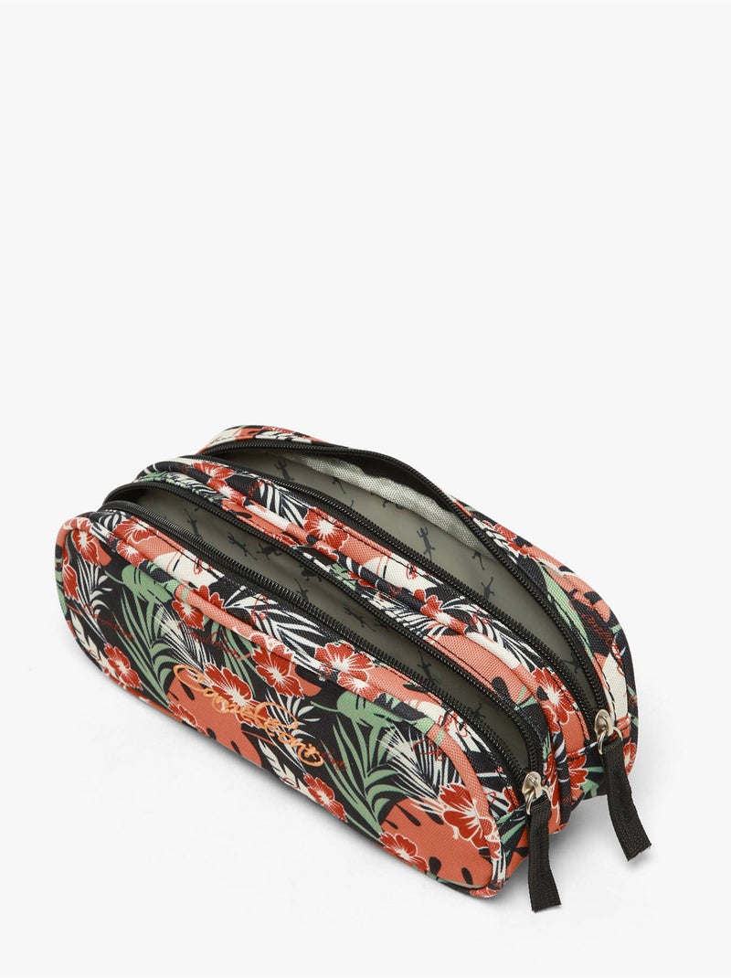 Trousse 2 Compartiments Futur Cameleon Polyester Recycle Noir Orange clair Blanc - Kiabi