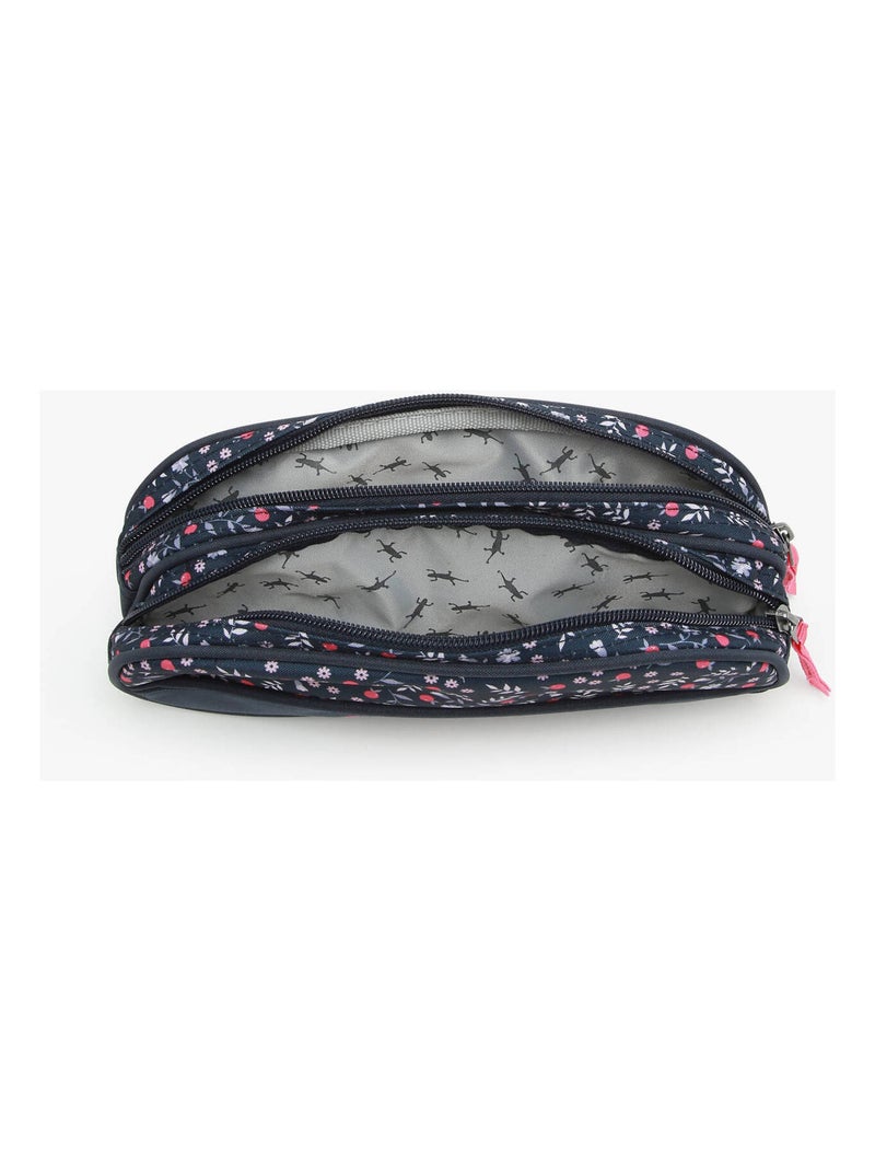 Trousse 2 compartiments ligne Basic Caméléon. En polyester - avec fermeture éclair Bleu cobalt - Kiabi
