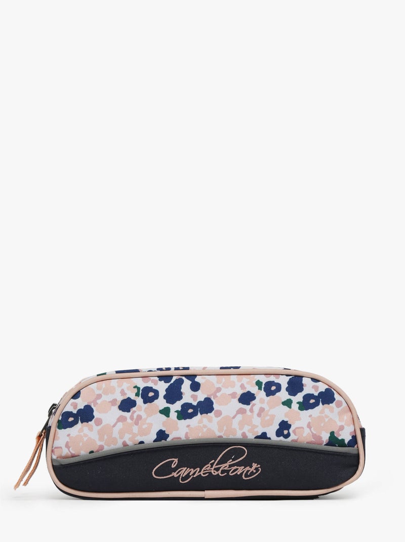 Trousse 2 compartiments ligne Basic Caméléon. En polyester - avec fermeture éclair Noir Rose clair - Kiabi