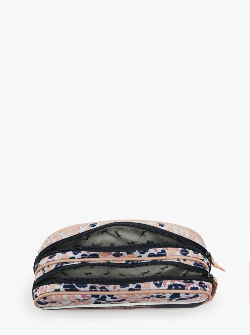 Trousse 2 compartiments ligne Basic Caméléon. En polyester - avec fermeture éclair Noir Rose clair - Kiabi