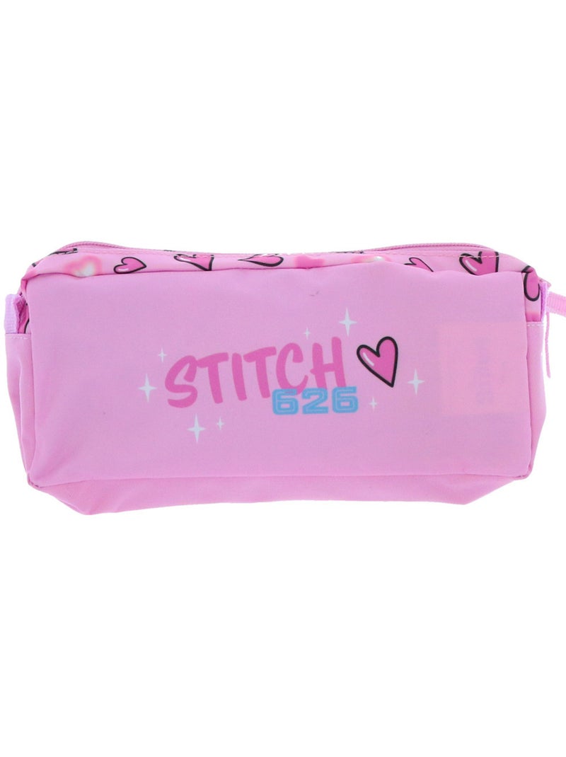 Trousse 2 compartiments zippés Lilo & Stitch Univers 23 cm Rose - Kiabi