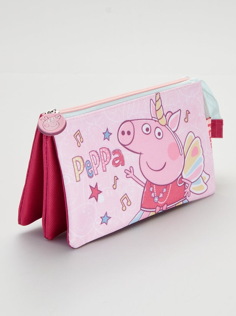 Trousse 3 compartiment 'Peppa Pig' rose - Kiabi