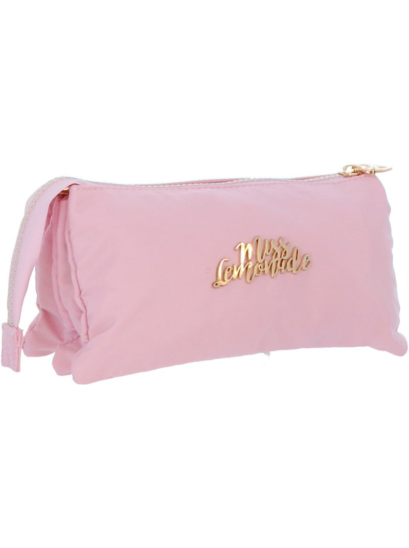 Trousse 3 compartiments CMP Miss Lemonade 22 cm fermeture dorée Rose - Kiabi