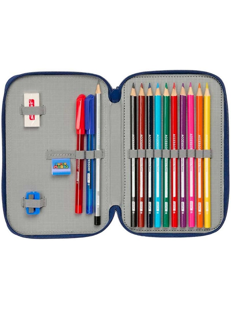 Trousse 3 compartiments Super Mario Mamma Mia remplie 29 pièces Bleu - Kiabi