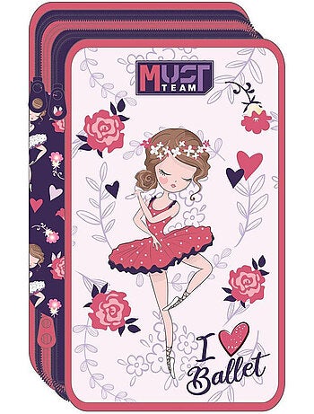 Trousse 3 compartiments triple zip ‘I love Ballet’