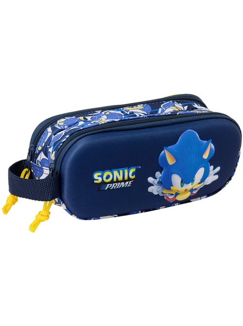 Trousse 3D Sonic avec 2 compartiments zippés et sangle poignet - Kiabi Trousse 3D Sonic avec 2 compartiments zippés et sangle poignet - Kiabi