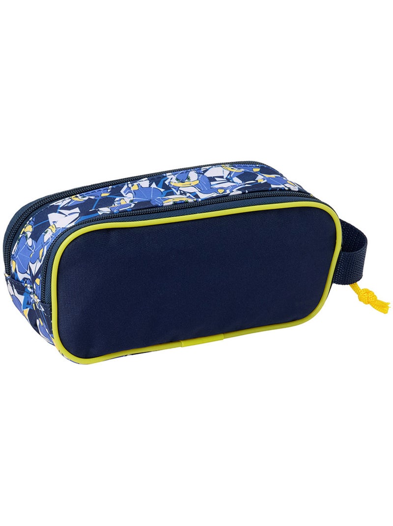 Trousse 3D Sonic avec 2 compartiments zippés et sangle poignet Bleu marine - Kiabi