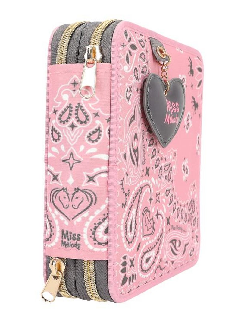 Trousse à crayons Miss Melody avec motif bandana et accessoires Orange - Kiabi