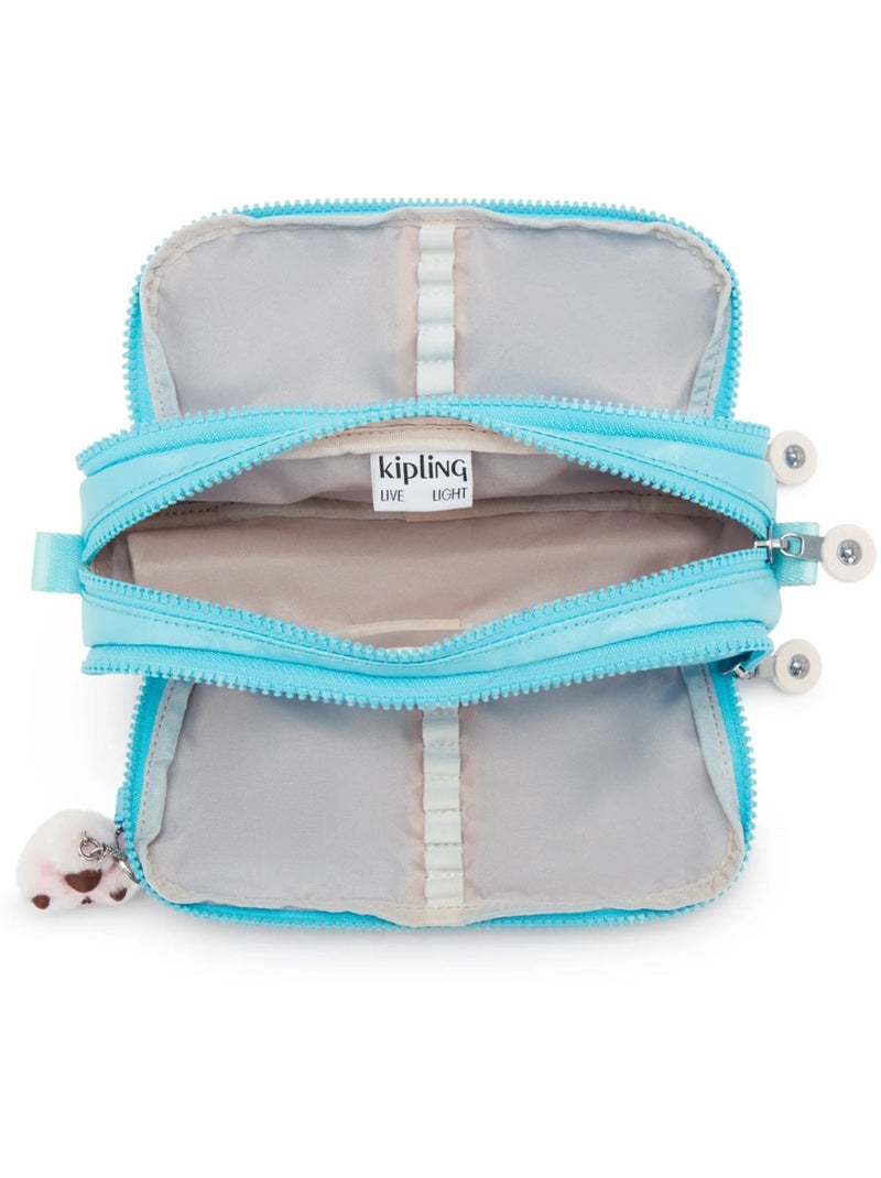 Trousse à crayons nylon Kipling 3 zips 3 emplacements Bleu aqua - Kiabi