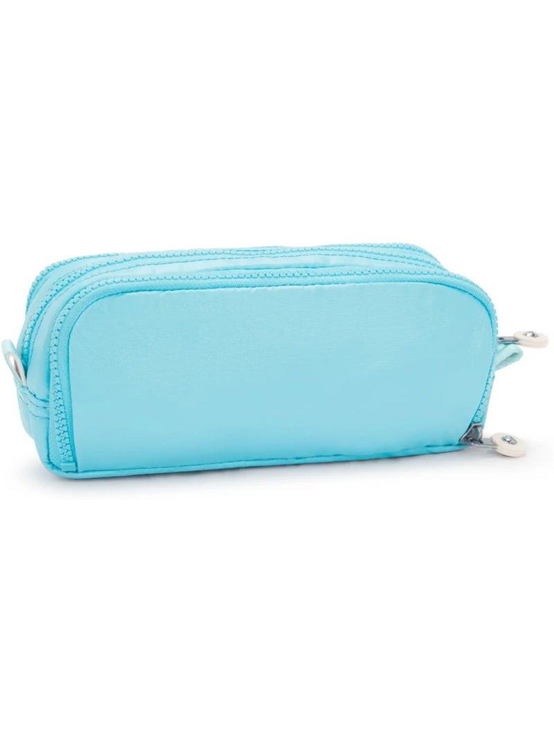 Trousse à crayons nylon Kipling 3 zips 3 emplacements Bleu aqua - Kiabi