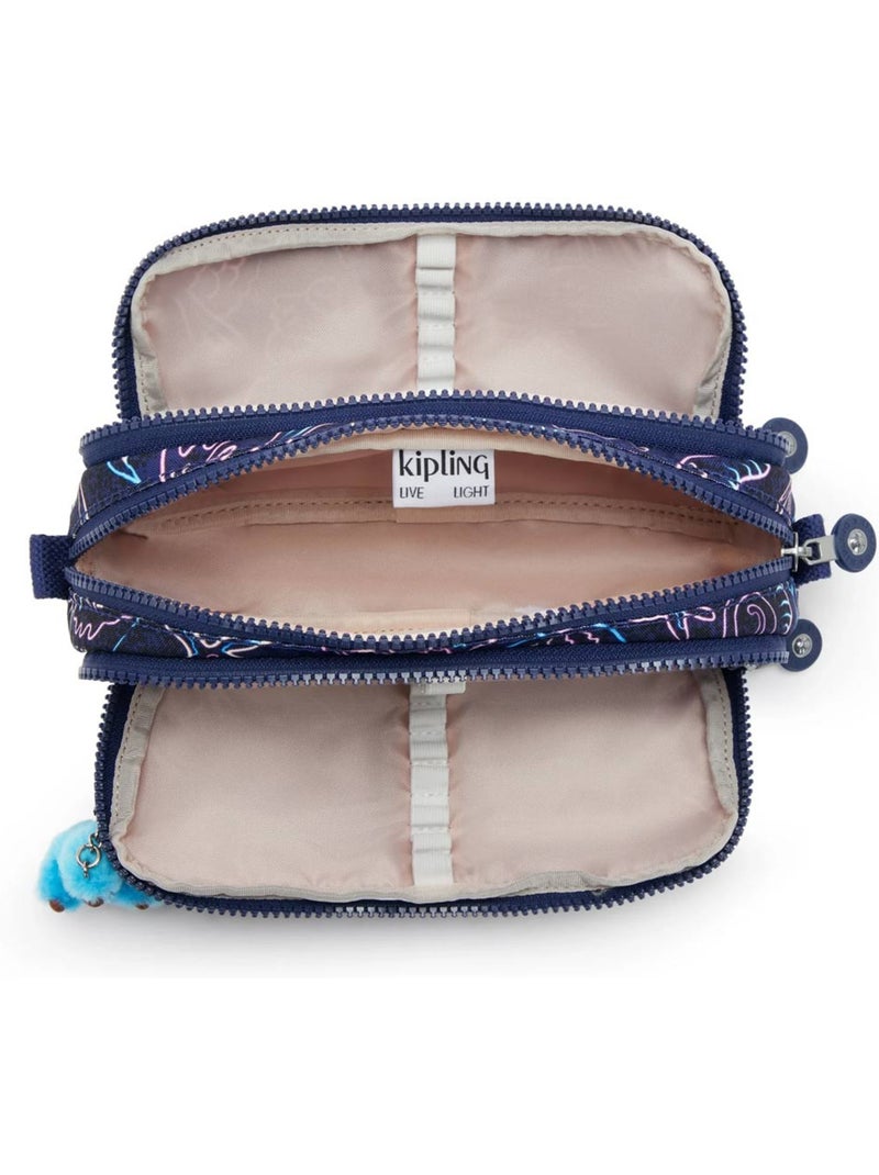 Trousse à crayons nylon Kipling 3 zips 3 emplacements Bleu Rose - Kiabi