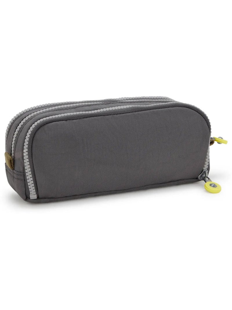 Trousse à crayons nylon Kipling 3 zips 3 emplacements Gris Jaune - Kiabi