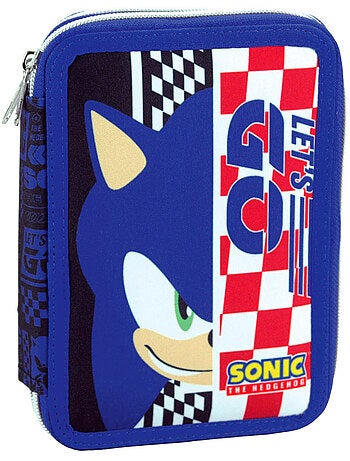 Trousse à crayons Sonic 20 cm à 2 compartiments zippée avec accessoires