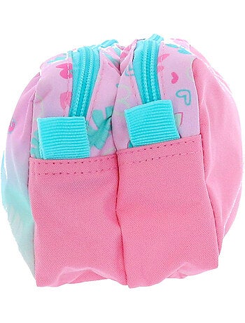 Trousse à deux compartiments zip 23 cm Lilo et Stitch tissu souple