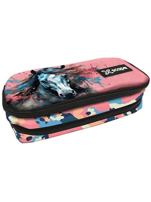 Trousse à fermeture zip cheval born to be free 2 compartiments 23 cm - Kiabi