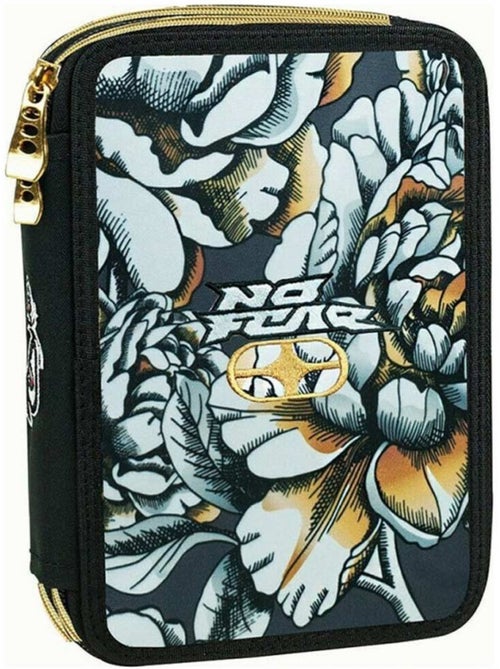 Trousse à fermeture zippée garnie 20 cm tropical fleurs doré No Fear - Kiabi