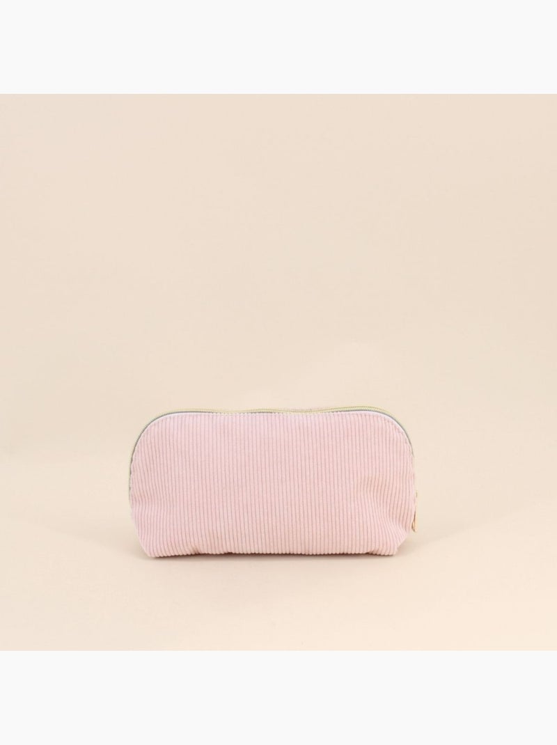 Trousse à maquillage en velours côtelé rose Rose - Kiabi