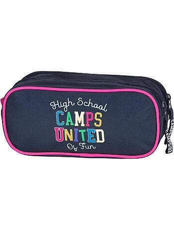 Trousse à stylos rectangulaire 22 cm 2 compartiments zippés - Camps