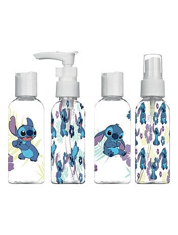 Trousse Avion à l'Éffigie de Stitch - DISNEY - 4 Contenants Transparents - Plastique Résistant