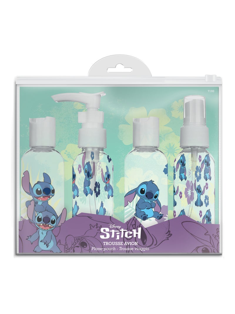 Trousse Avion à l'Éffigie de Stitch - DISNEY - 4 Contenants Transparents - Plastique Résistant Transparent - Kiabi