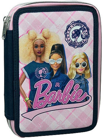 Trousse 'Barbie' garnie 2 compartiments zippés – 18 cm - CP