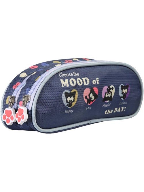 Trousse 'Chien et Chat' – Chacha haricot 2 compartiments – 22 cm - Kiabi