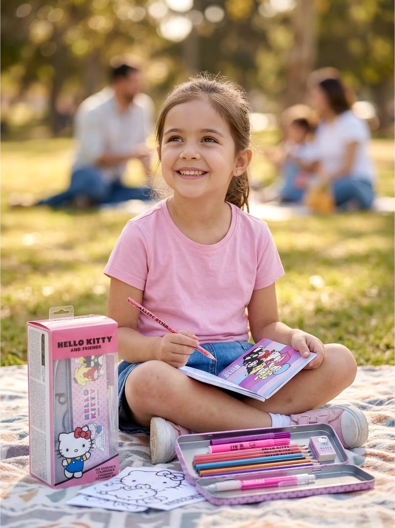 Trousse complète Hello Kitty avec crayons et règle Rose - Kiabi